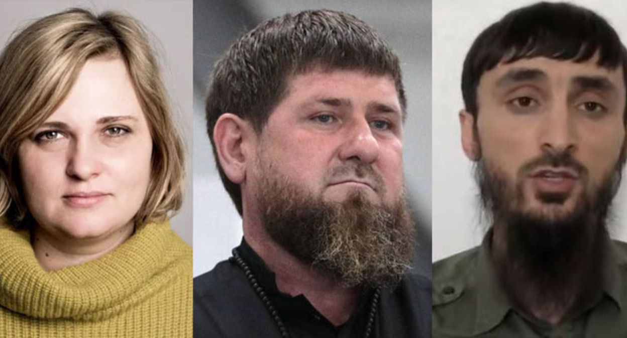 Елена Милашина, Рамзан Кадыров, Тумсо Абдурахманов слева направо). Коллаж "Кавказского узла". Фото: https://www.grozny-inform.ru, https://cpj.org, https://www.yuga.ru